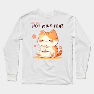 Milk Tea Kitty - Sharing a Purrfectly Sweet Treat Long Sleeve T-Shirt